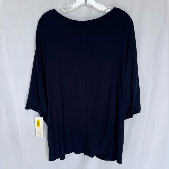 Karen Kane Twist Front Top Short Sleeve Solid Navy Blue Womens 2X - Picture 6 of 6